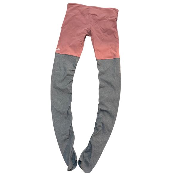 Alo 2 tone leggings sz Large Rose & gray colored yoga winter warm winter fitted - Picture 3 of 7